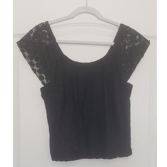 American Rag womans size L off the shoulder lace top whimsygoth boho witchy - Picture 2 of 5